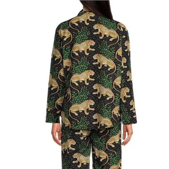 PrintFresh Long Sleeve PJ Button Up Top in Bagheera Animal Print Size Small - Picture 5 of 16